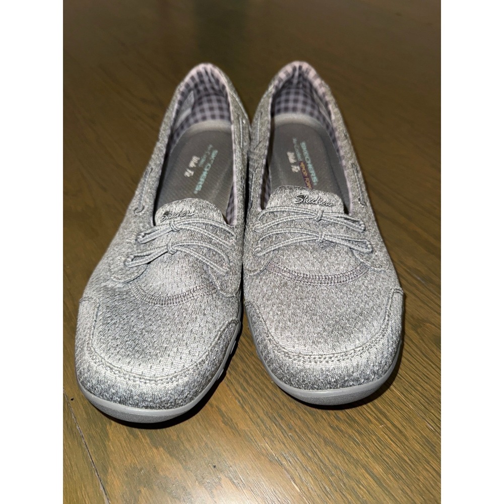 Skechers Air-Cooled Memory Foam Wide Fit Gray Slip On Loafers Womens 11